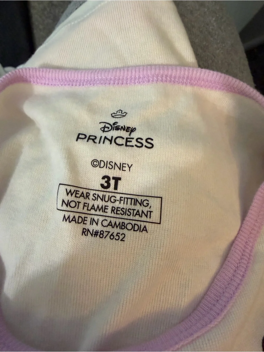 Disney Princess Pajama Short Sleeve Shirt 3T Flame Resistant NWT Shirt Only
